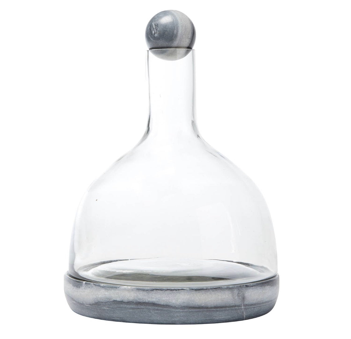 Glass & Grey Marble Wine Carafe